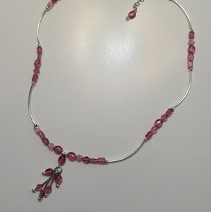 Handmade Pink and silver necklace